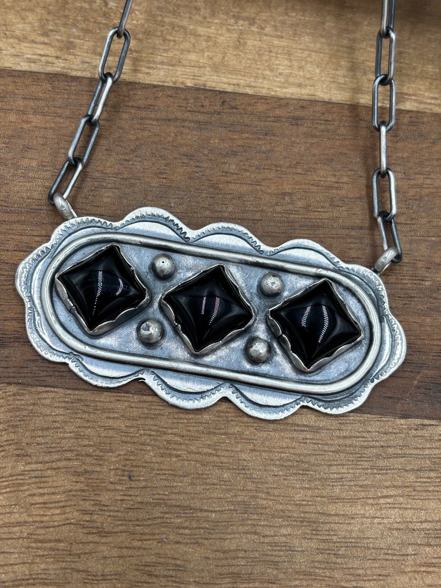 Black Onyx Necklace #1 by Cordell Platero, Navajo