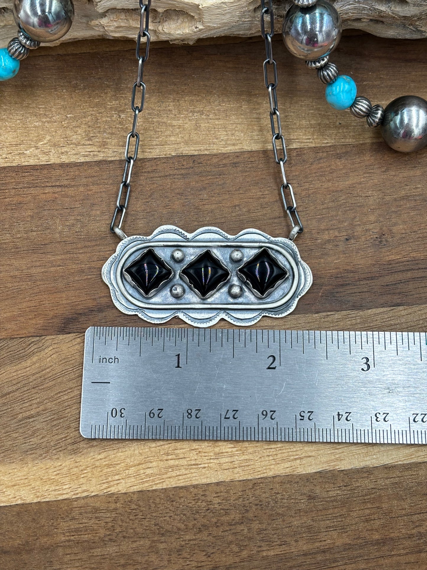Black Onyx Necklace #1 by Cordell Platero, Navajo