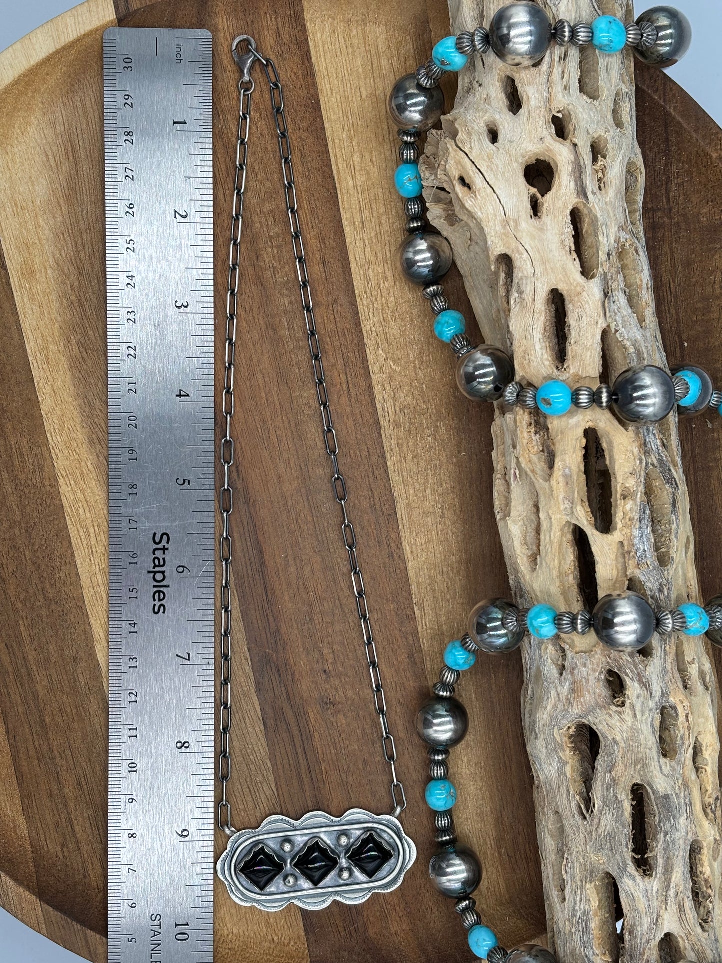 Black Onyx Necklace #1 by Cordell Platero, Navajo