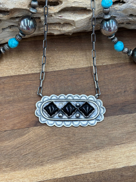 Black Onyx Necklace #3 Discounted by Cordell Platero, Navajo