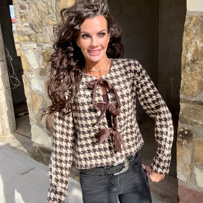 Derby Lane Tie Front crop blazer