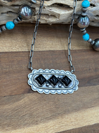 Black Onyx Necklace #3 Discounted by Cordell Platero, Navajo