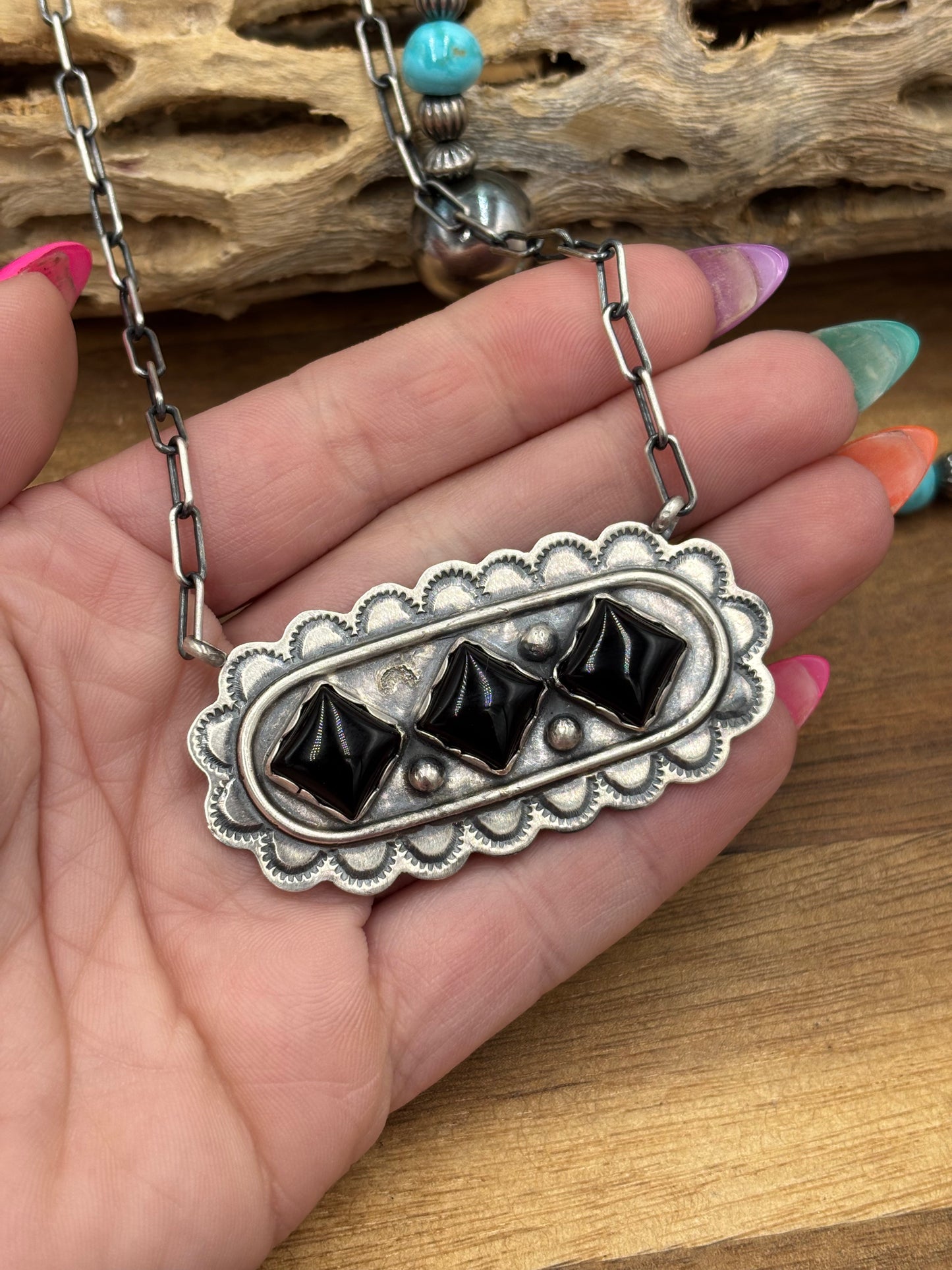 Black Onyx Necklace #3 Discounted by Cordell Platero, Navajo