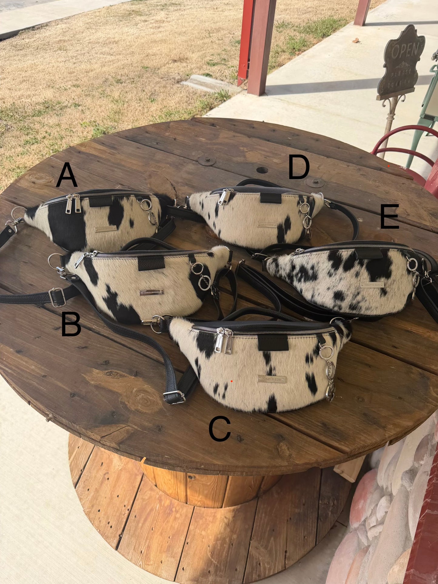 Cowhide Black & White by Harley Rhodes Bum Bag Crossbody