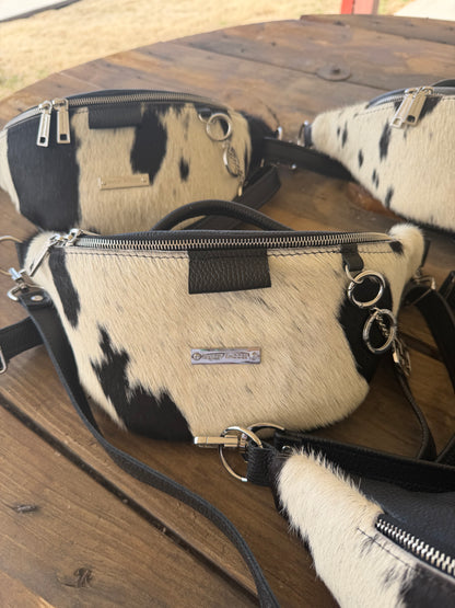 Cowhide Black & White by Harley Rhodes Bum Bag Crossbody