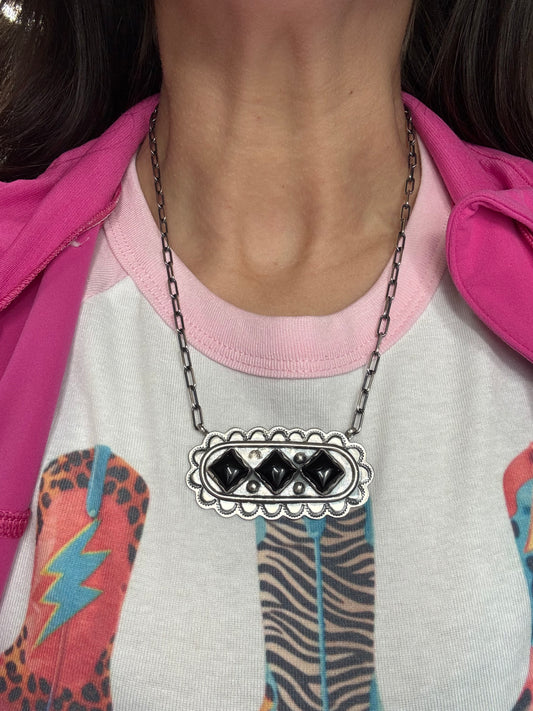 Black Onyx Necklace #3 Discounted by Cordell Platero, Navajo