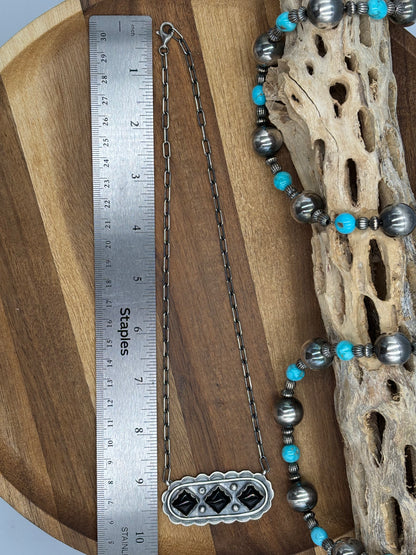 Black Onyx Necklace #2 by Cordell Platero, Navajo
