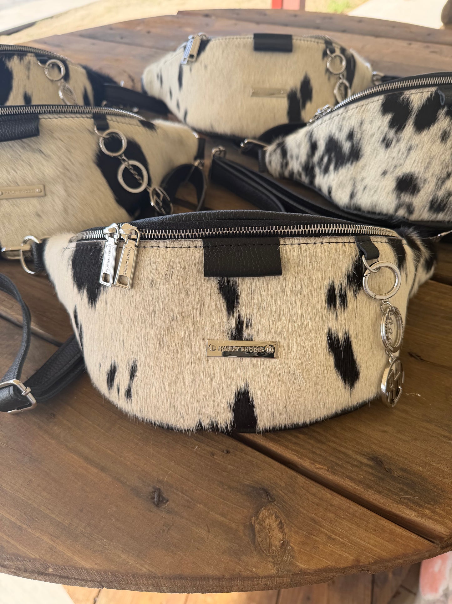 Cowhide Black & White by Harley Rhodes Bum Bag Crossbody