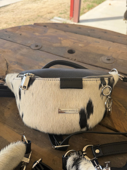 Cowhide Black & White by Harley Rhodes Bum Bag Crossbody