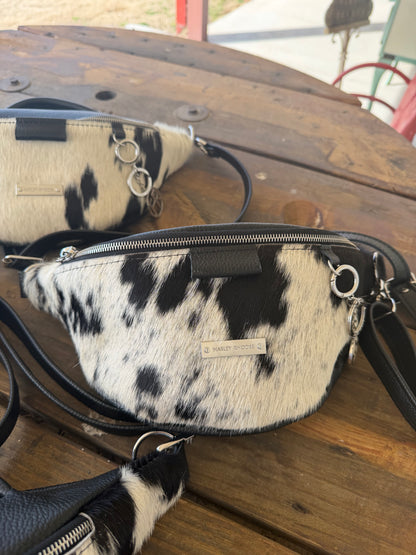 Cowhide Black & White by Harley Rhodes Bum Bag Crossbody