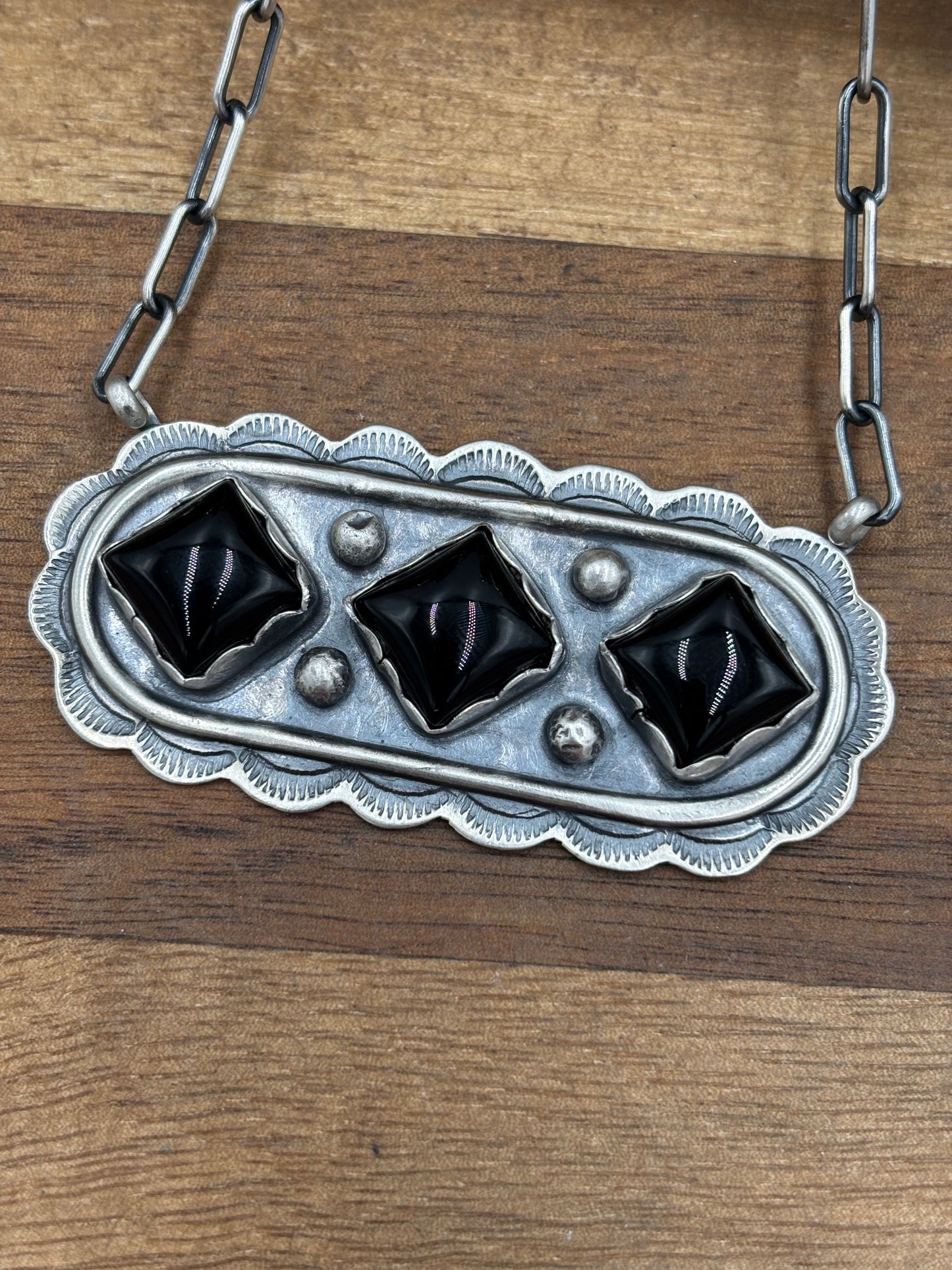 Black Onyx Necklace #2 by Cordell Platero, Navajo