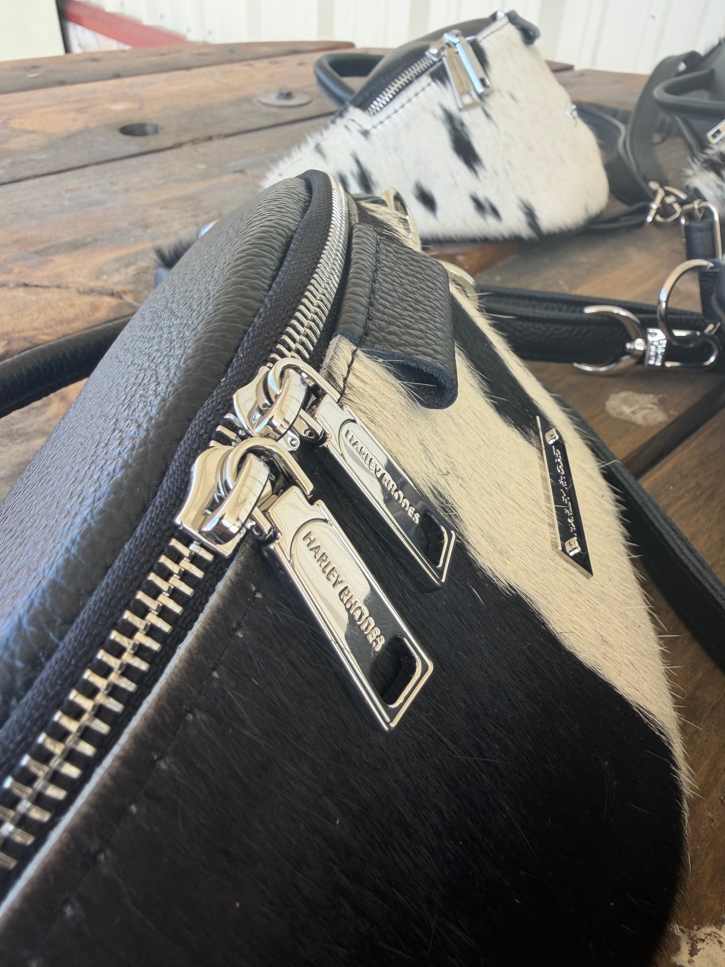 Cowhide Black & White by Harley Rhodes Bum Bag Crossbody