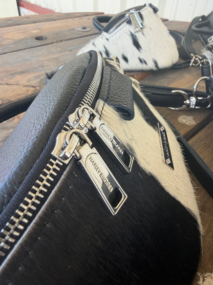 Cowhide Black & White by Harley Rhodes Bum Bag Crossbody