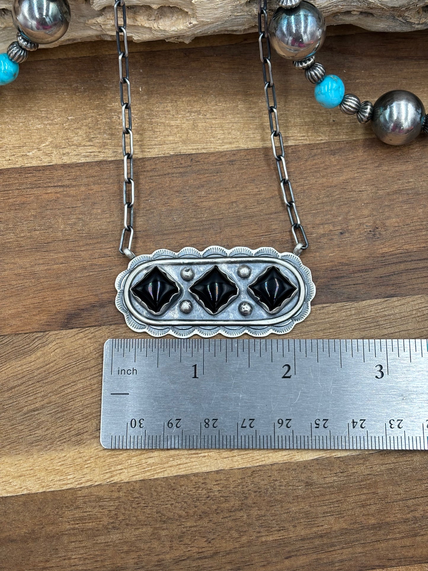 Black Onyx Necklace #2 by Cordell Platero, Navajo