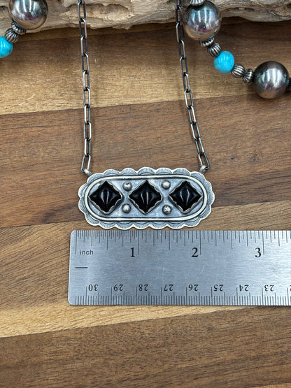 Black Onyx Necklace #2 by Cordell Platero, Navajo