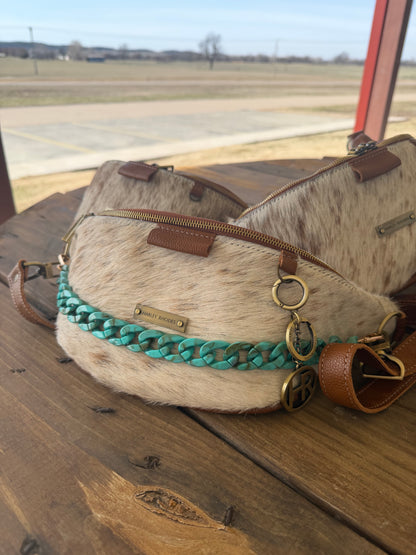 Cowhide Sorrel & White by Harley Rhodes Bum Bag Crossbody