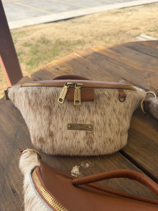 Cowhide Sorrel & White by Harley Rhodes Bum Bag Crossbody