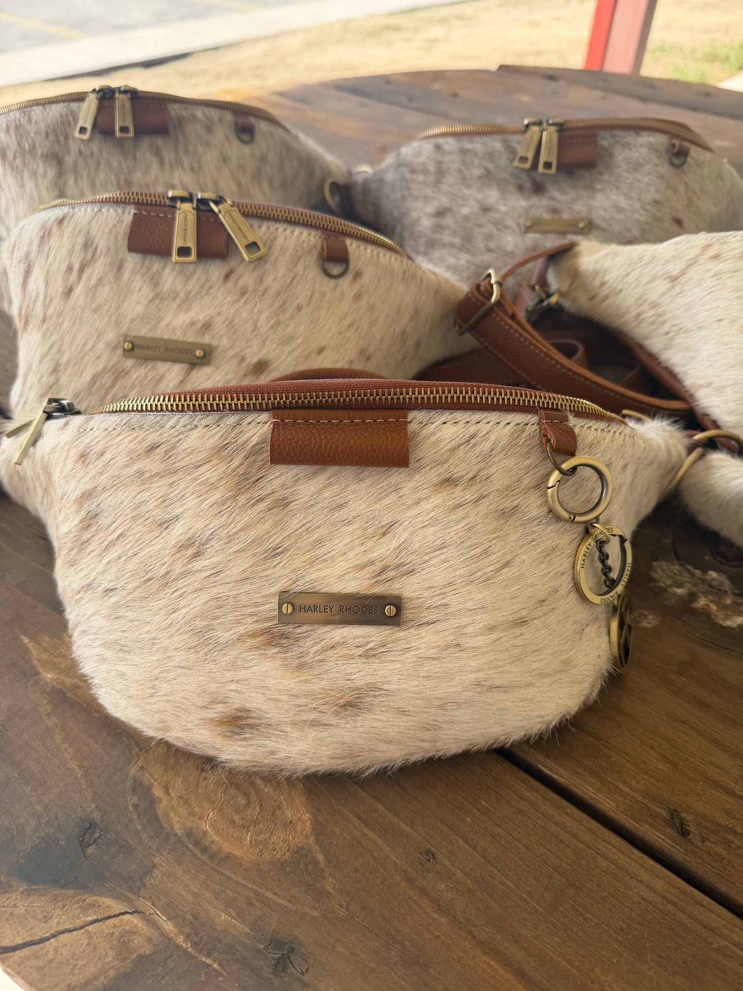 Cowhide Sorrel & White by Harley Rhodes Bum Bag Crossbody
