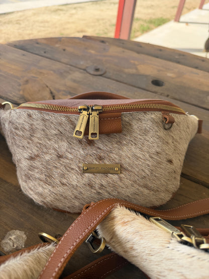 Cowhide Sorrel & White by Harley Rhodes Bum Bag Crossbody