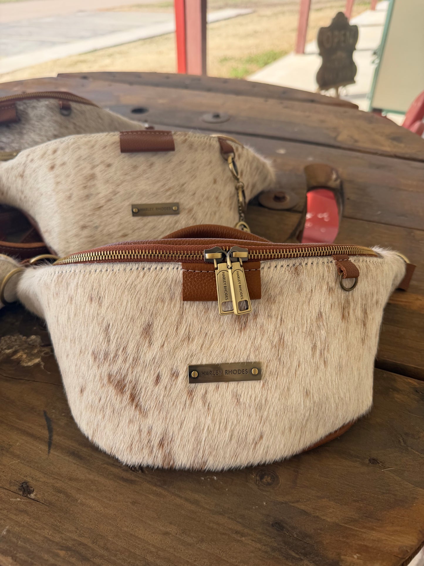 Cowhide Sorrel & White by Harley Rhodes Bum Bag Crossbody