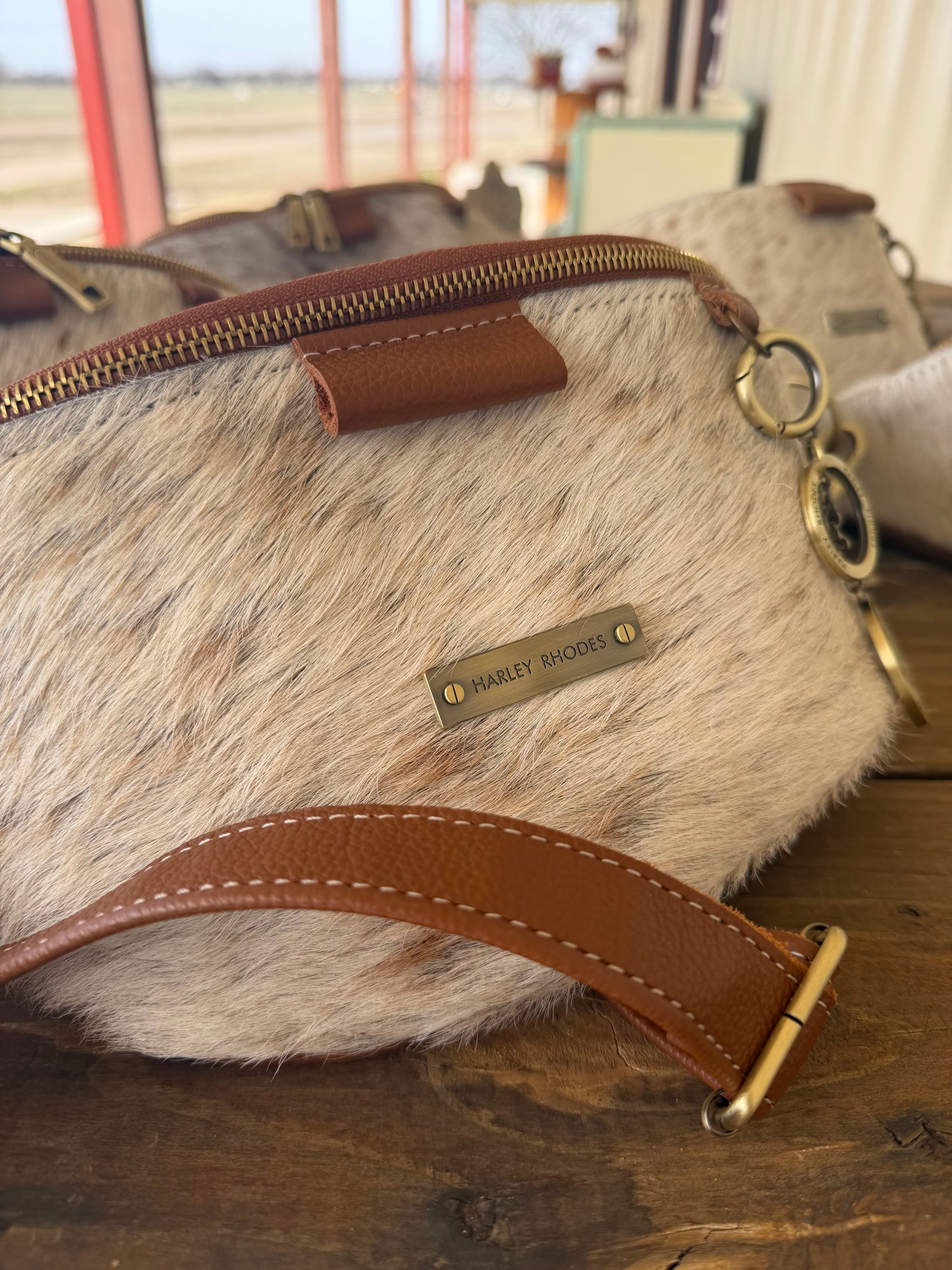 Cowhide Sorrel & White by Harley Rhodes Bum Bag Crossbody