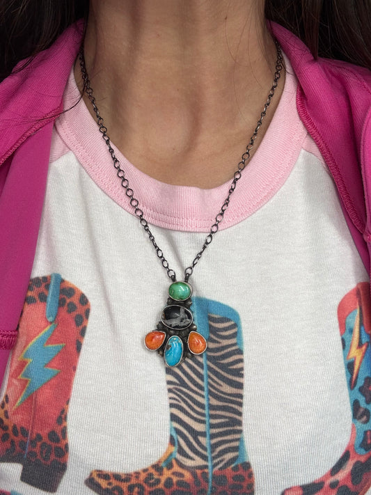 Mixed Stone Necklace by Running Bear, Native
