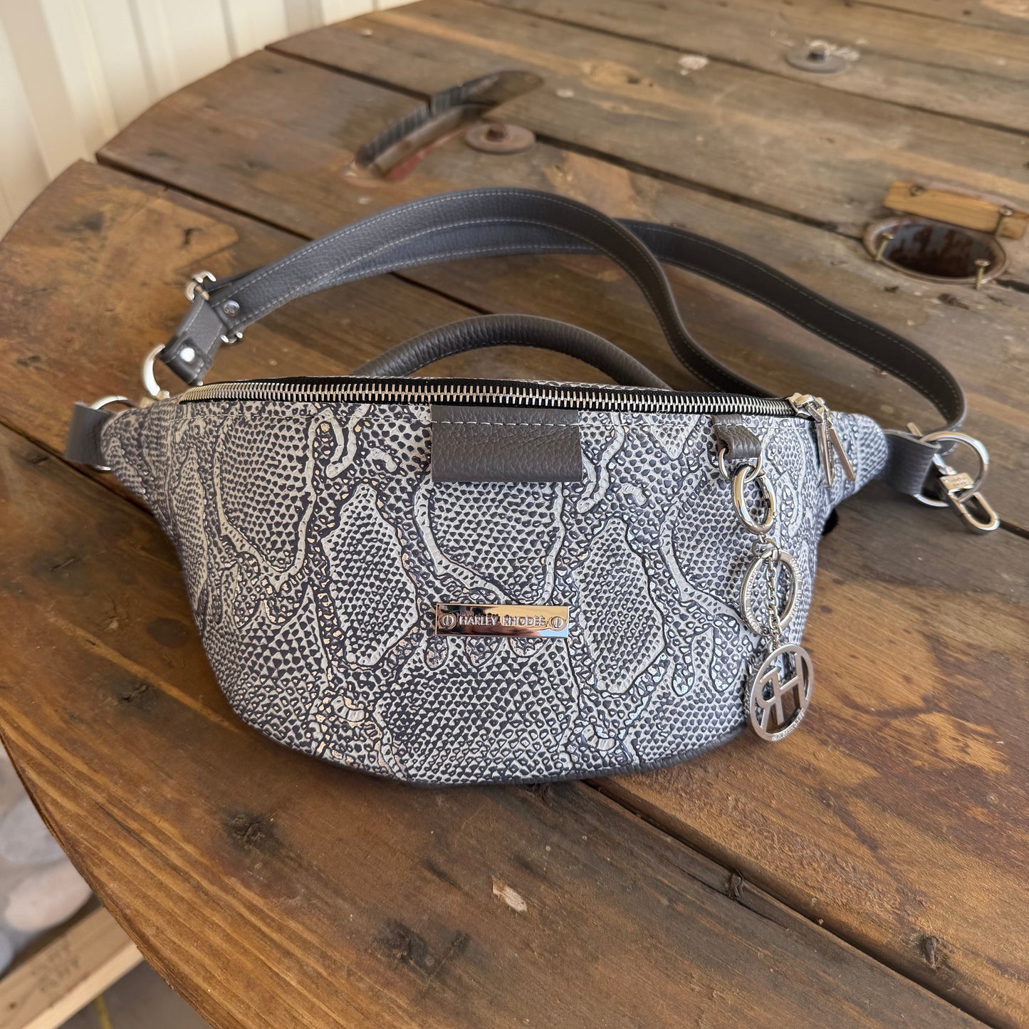 Silver Metallic Python by Harley Rhodes Bum Bag Crossbody