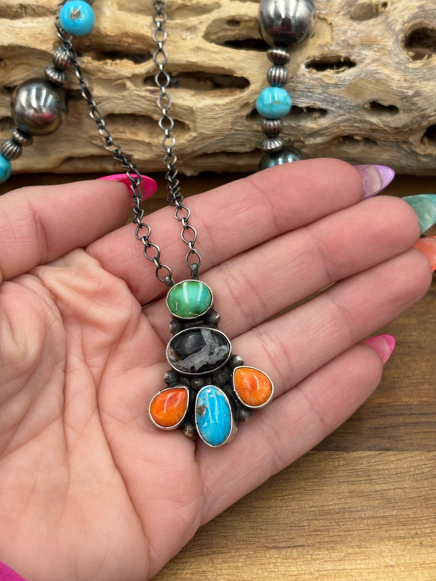 Mixed Stone Necklace by Running Bear, Native