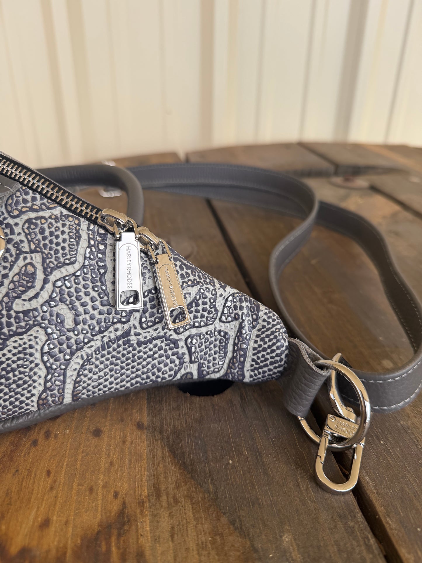 Silver Metallic Python by Harley Rhodes Bum Bag Crossbody