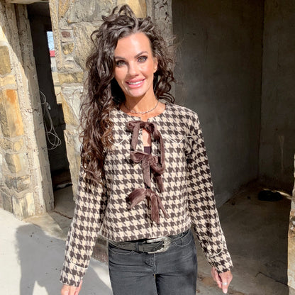 Derby Lane Tie Front crop blazer