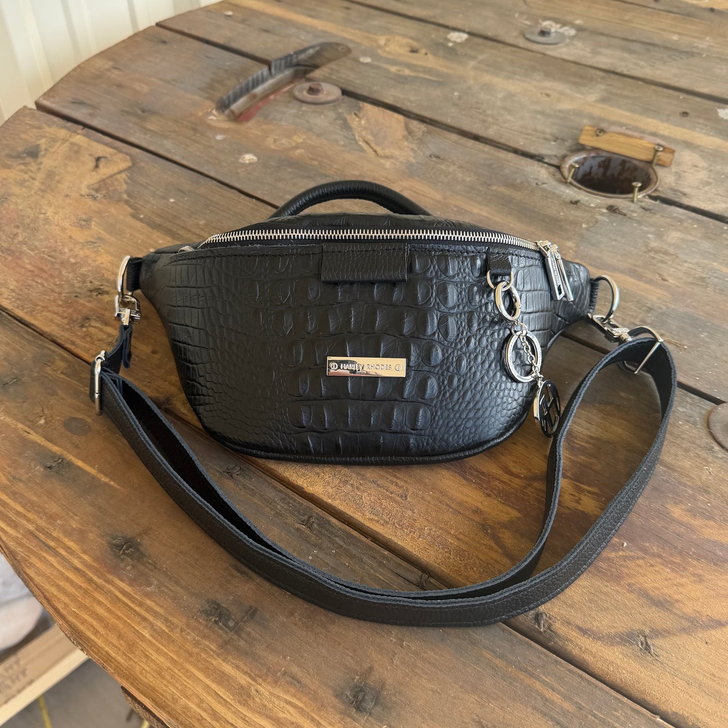 Black Croc by Harley Rhodes Bum Bag Crossbody