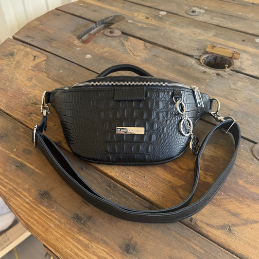 Black Croc by Harley Rhodes Bum Bag Crossbody