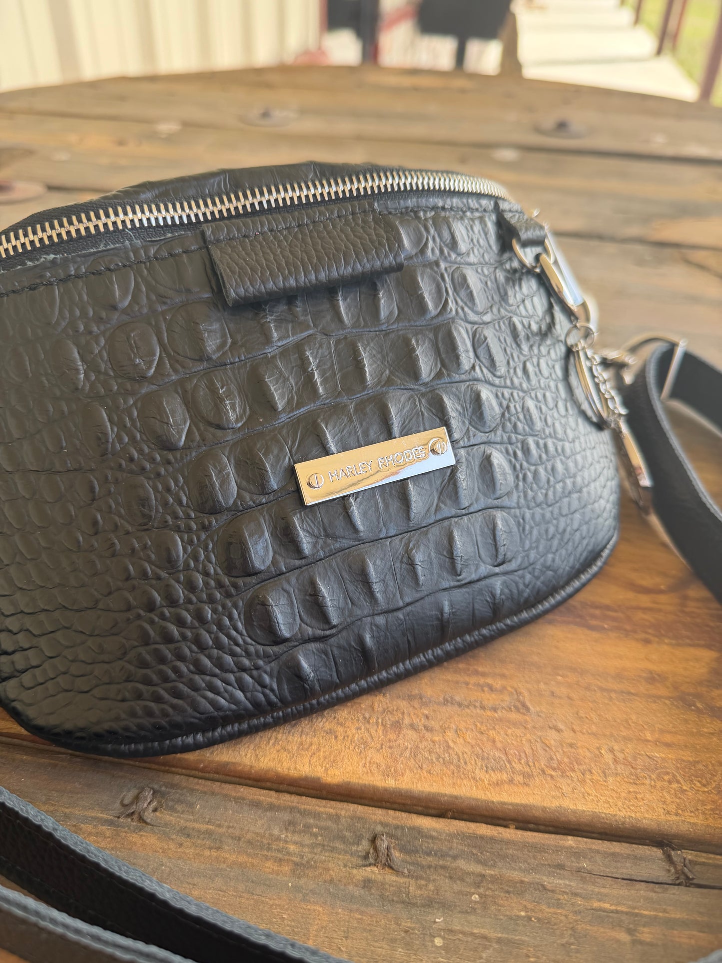 Black Croc by Harley Rhodes Bum Bag Crossbody