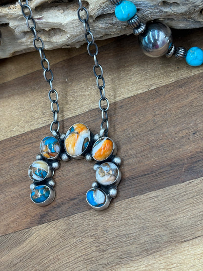 Spiny Turquoise Naja Necklace #1 by Augustine Largo, Navajo