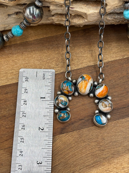 Spiny Turquoise Naja Necklace #1 by Augustine Largo, Navajo