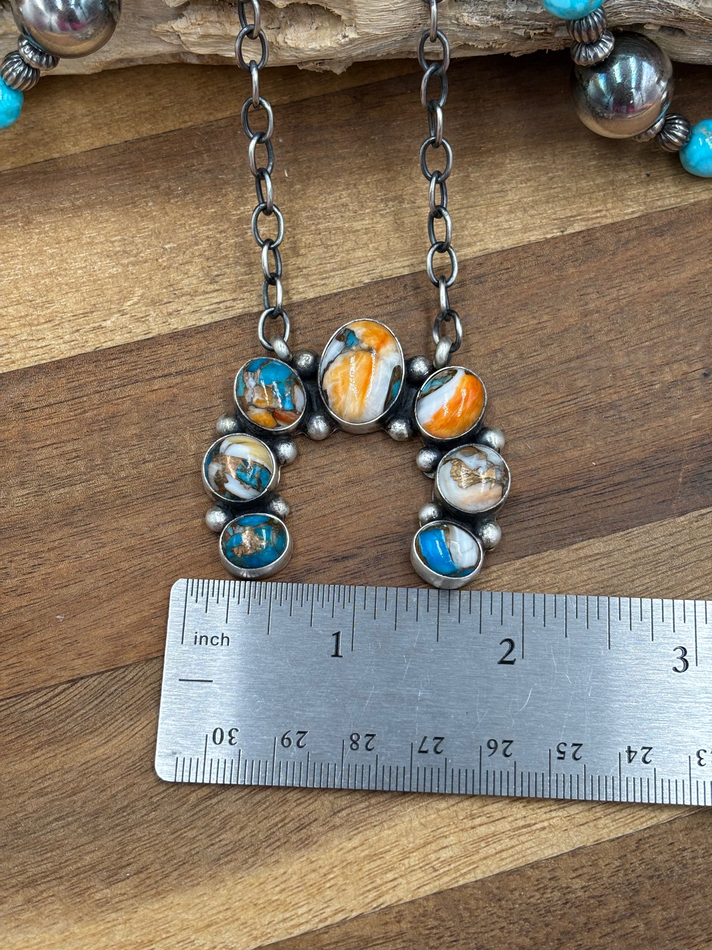 Spiny Turquoise Naja Necklace #1 by Augustine Largo, Navajo