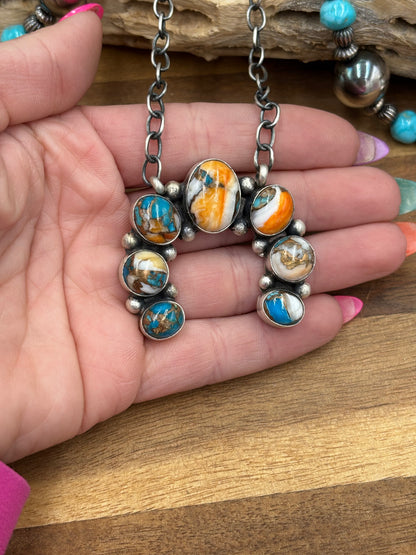 Spiny Turquoise Naja Necklace #1 by Augustine Largo, Navajo