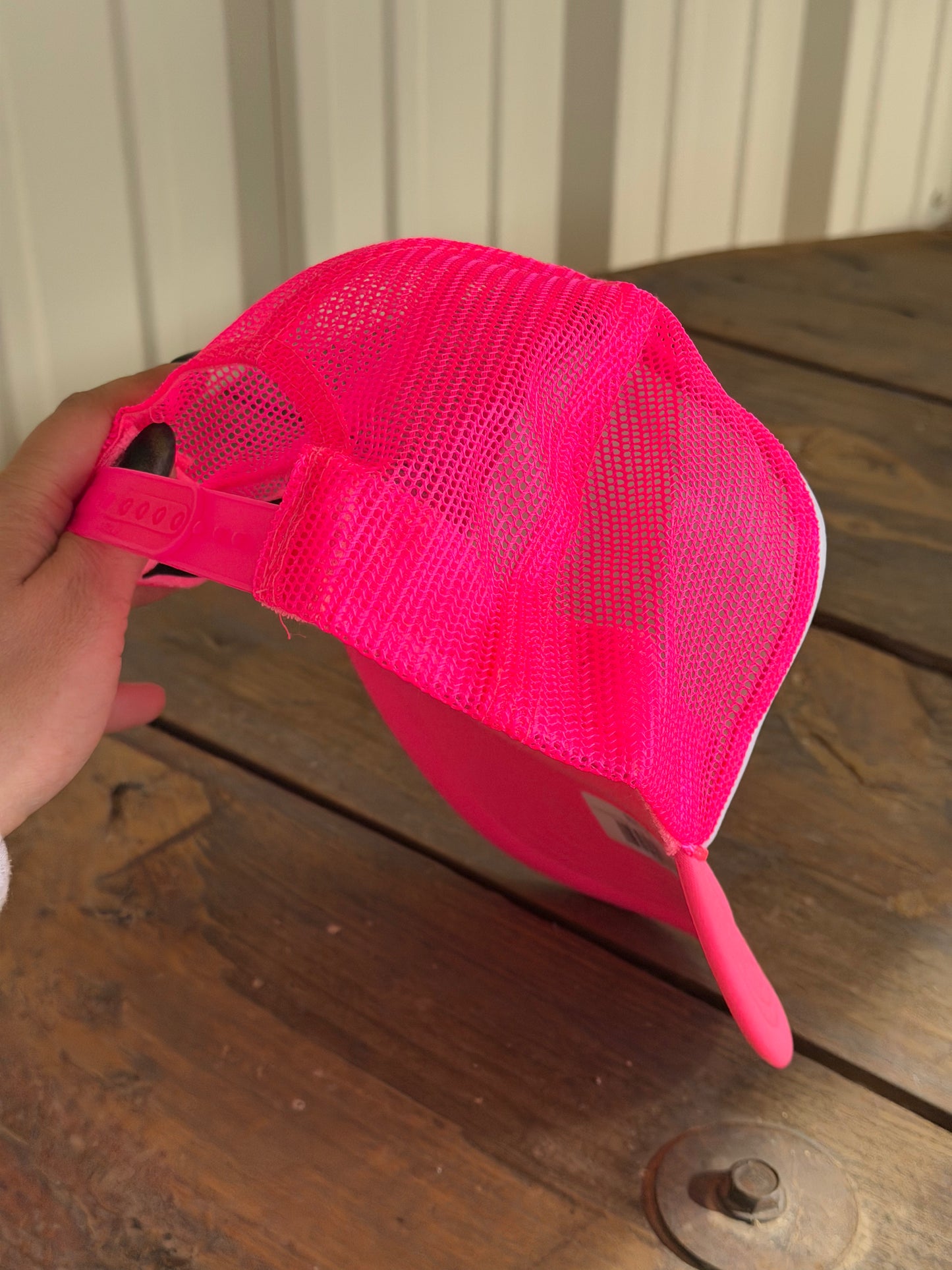 Blue Collar Dollar Trucker Hat Neon Pink & White