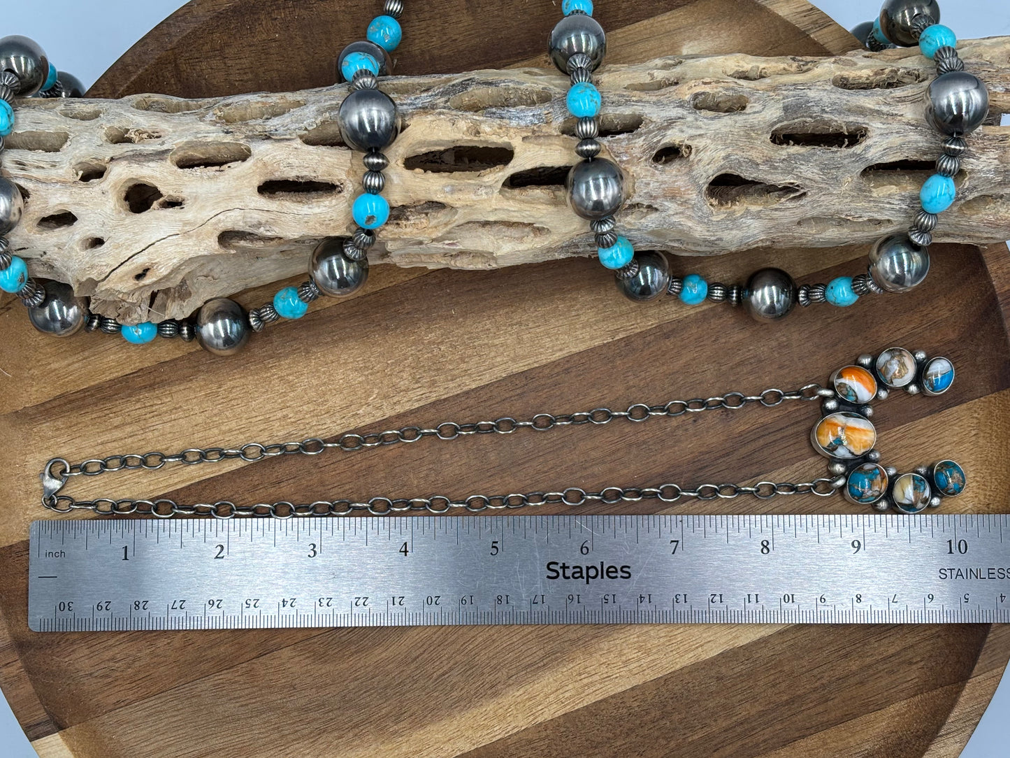 Spiny Turquoise Naja Necklace #1 by Augustine Largo, Navajo