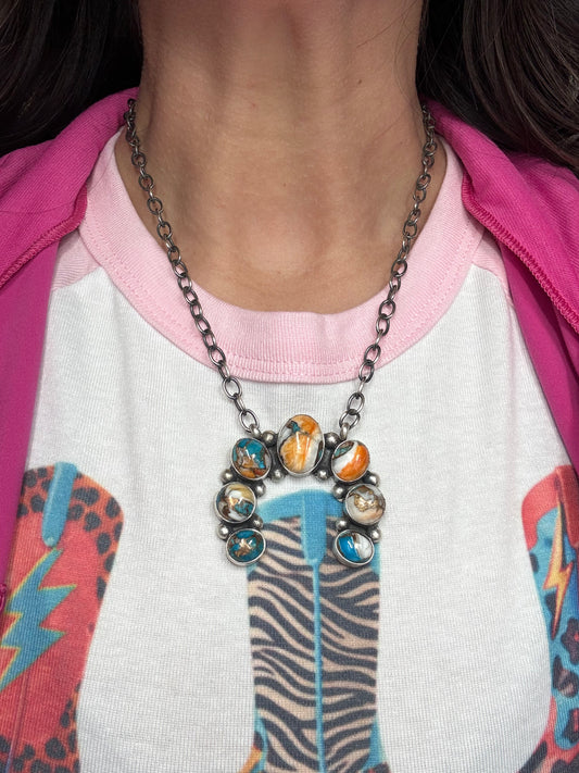 Spiny Turquoise Naja Necklace #1 by Augustine Largo, Navajo