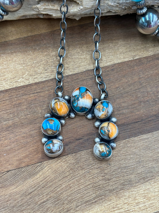 Spiny Turquoise Naja Necklace #2 by Augustine Largo, Navajo