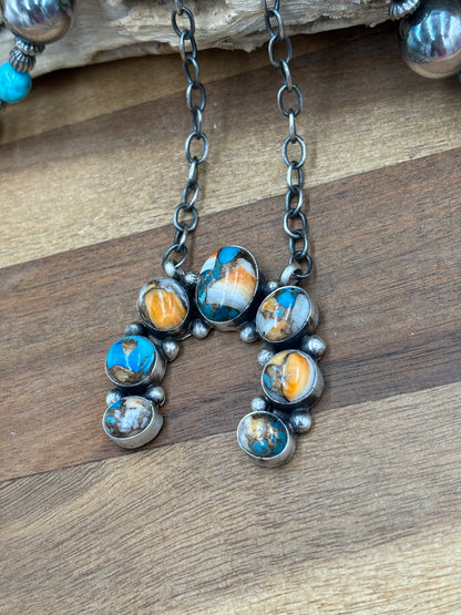 Spiny Turquoise Naja Necklace #2 by Augustine Largo, Navajo