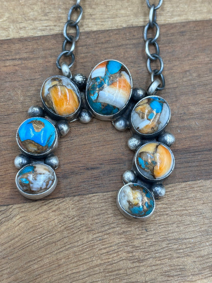 Spiny Turquoise Naja Necklace #2 by Augustine Largo, Navajo
