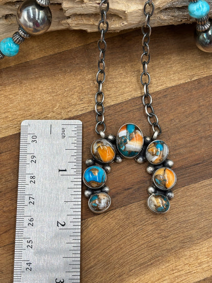 Spiny Turquoise Naja Necklace #2 by Augustine Largo, Navajo
