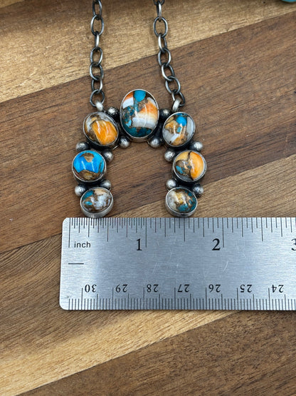 Spiny Turquoise Naja Necklace #2 by Augustine Largo, Navajo