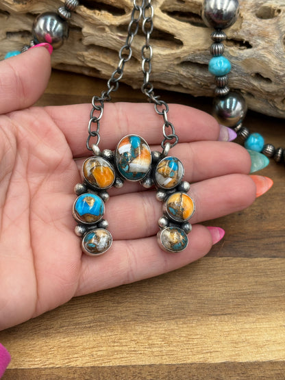 Spiny Turquoise Naja Necklace #2 by Augustine Largo, Navajo