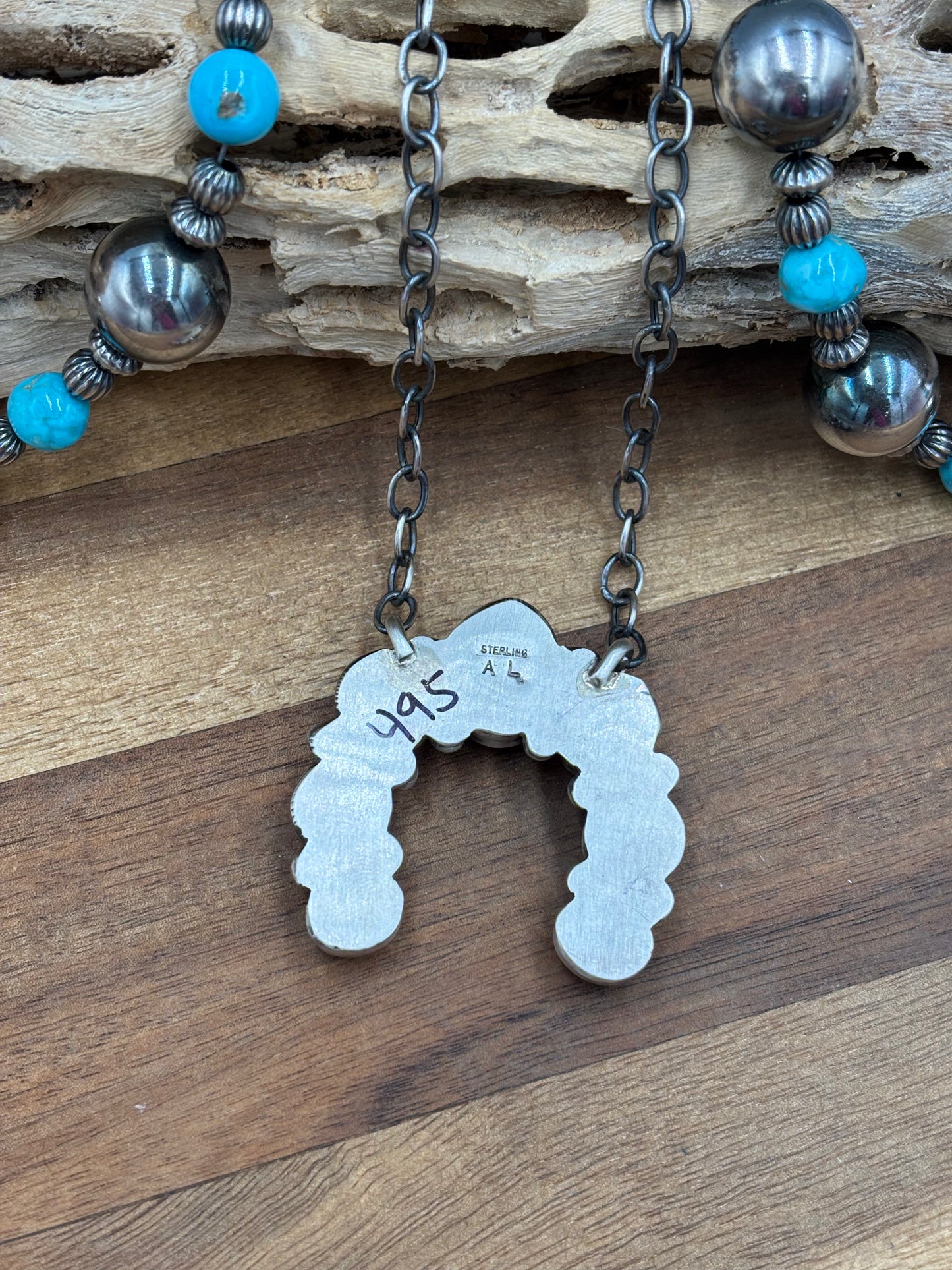 Spiny Turquoise Naja Necklace #2 by Augustine Largo, Navajo