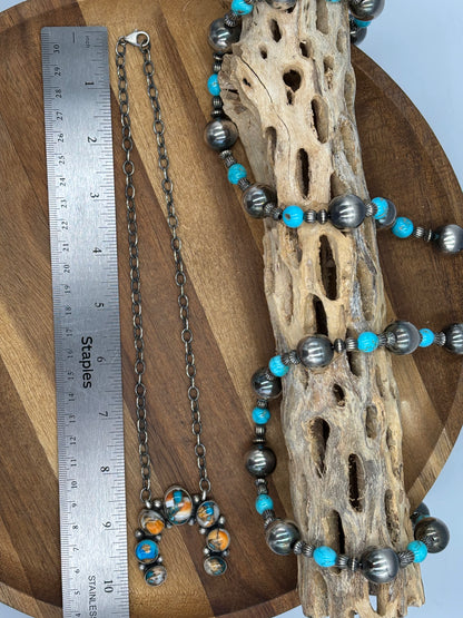 Spiny Turquoise Naja Necklace #2 by Augustine Largo, Navajo