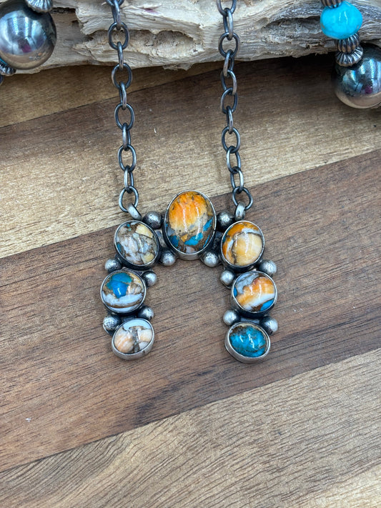 Spiny Turquoise Naja Necklace #3 by Augustine Largo, Navajo