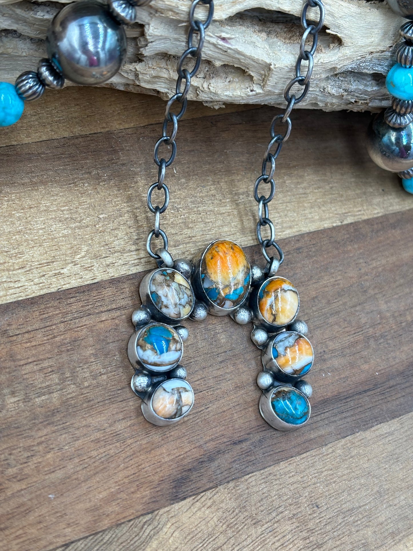 Spiny Turquoise Naja Necklace #3 by Augustine Largo, Navajo